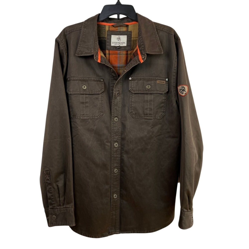 Legendary Whitetails Canvas Flannel Shirt Jacket Mens LG Brown Gorpcore Workwear